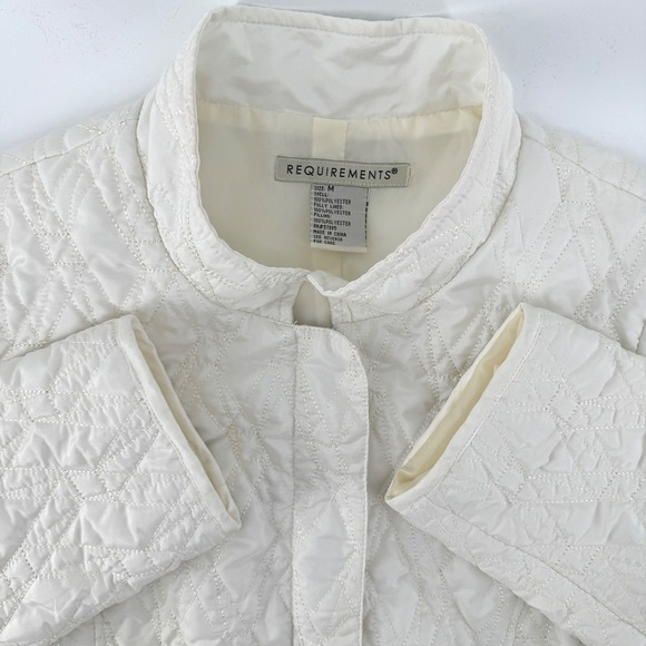 Requirements Jackets & Blazers - REQUIREMENTS Quilted Jacket Vanilla Cream Ivory Button Front Collar Medium